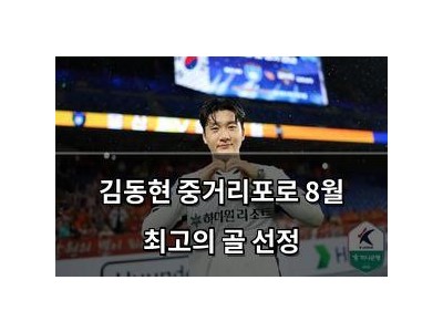 김동현 중거리포로 8월 최고의 골 선정