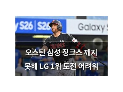 오스틴 삼성 징크스 깨지 못해 LG 1위 도전 어려워