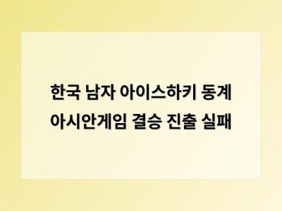 한국 남자 아이스하키 동계 아시안게임 결승 진출 실패