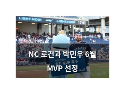 NC 로건과 박민우 6월 MVP 선정