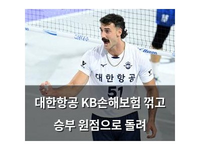 대한항공 KB손해보험 꺾고 승부 원점으로 돌려