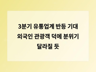 소매유통업계 3분기 반등 기대 외국인 관광객 증가로 소비심리 살아나